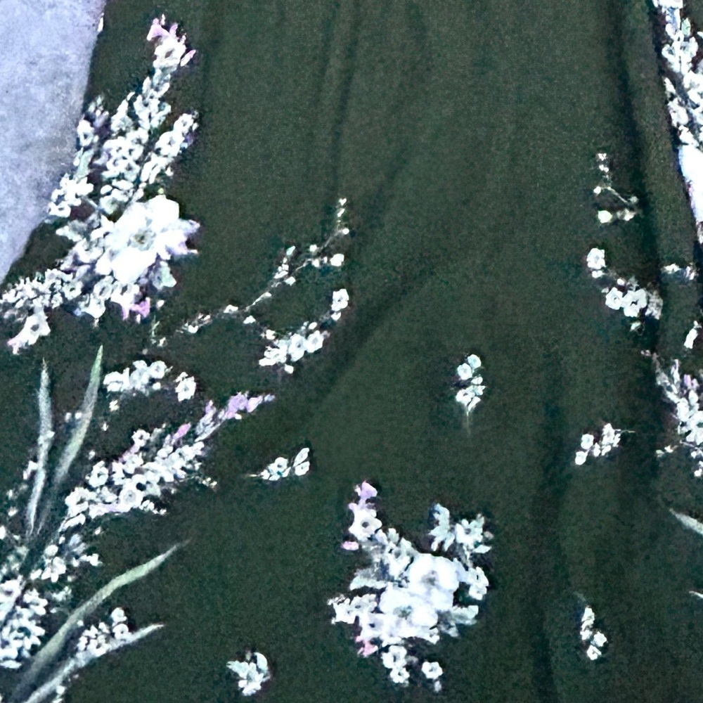 Massimo Dutti womens Sz 4 Green
Floral midi Dress V-Neck lined side zip
pullover - Picture 7 of 8